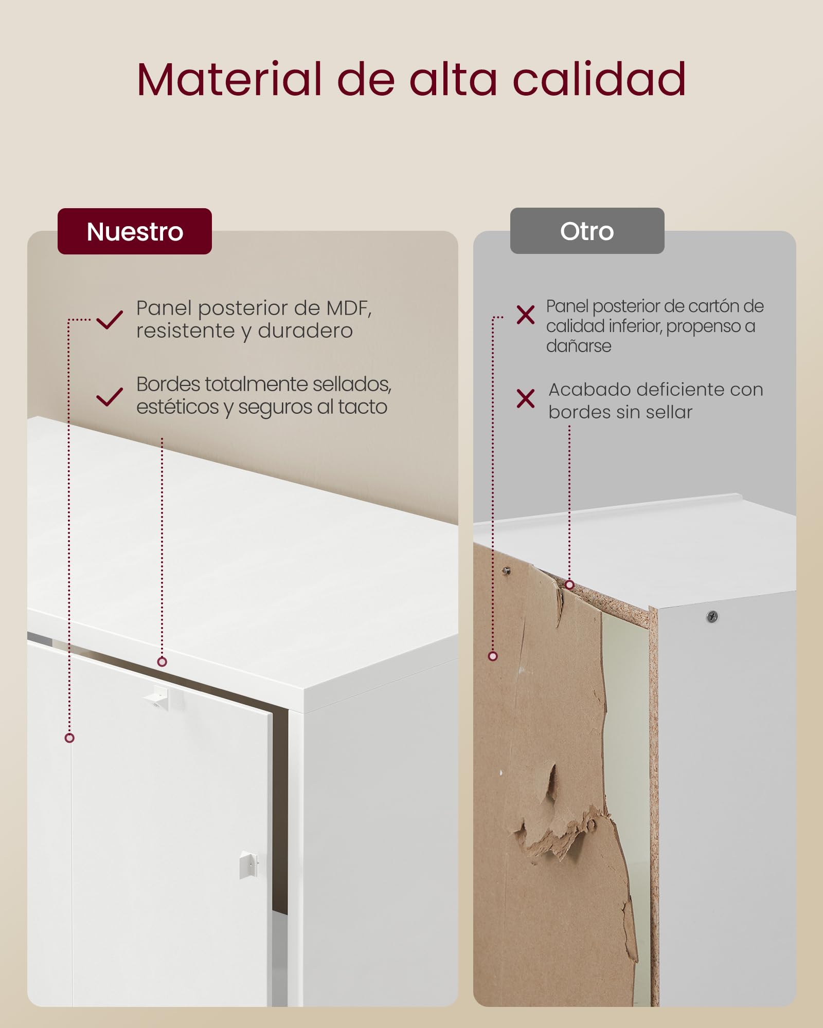 Estantería de 6 niveles, con puertas, 60 cm de ancho, estilo industrial, para salón, blanco - 5