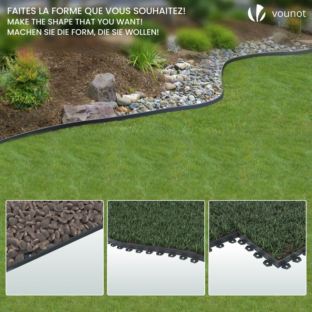Bordure de jardin flexible en PVC 40m avec 80 piquets - hauteur 5cm - anthracite - VOUNOT® - 3