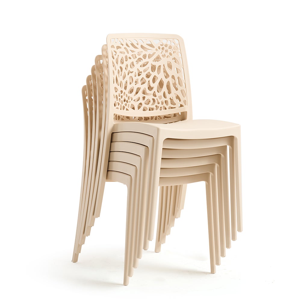 Lot de 4 Chaise de jardin sans coussin Sole en Polypropylène Beige - 4