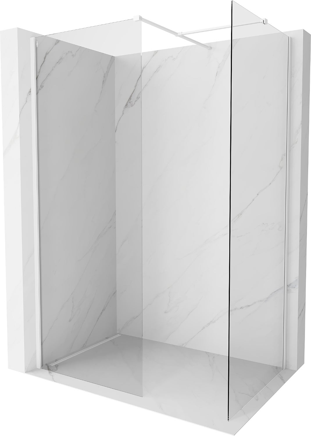 Mexen kioto-x pared de ducha walk-in 130 x 120 cm, transparente 10 mm, blanco - 800-130-202-20-00-120-x