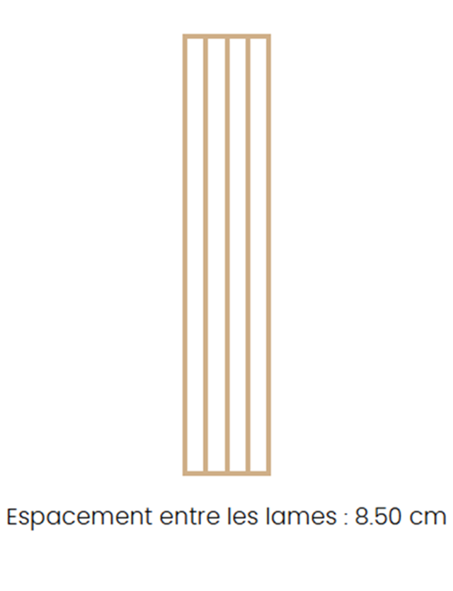 Cloison bois claustra chene - Lames droites - H254cm x L50cm x P7cm