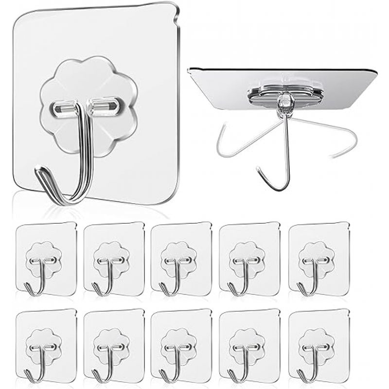 (10 sztuk) Hak samoprzylepny 15 kg (maks.) Naklejki przezroczyste Hak ścienny do łazienki Wieszak na ręczniki do zawieszenia w łazience, kuchni, na s