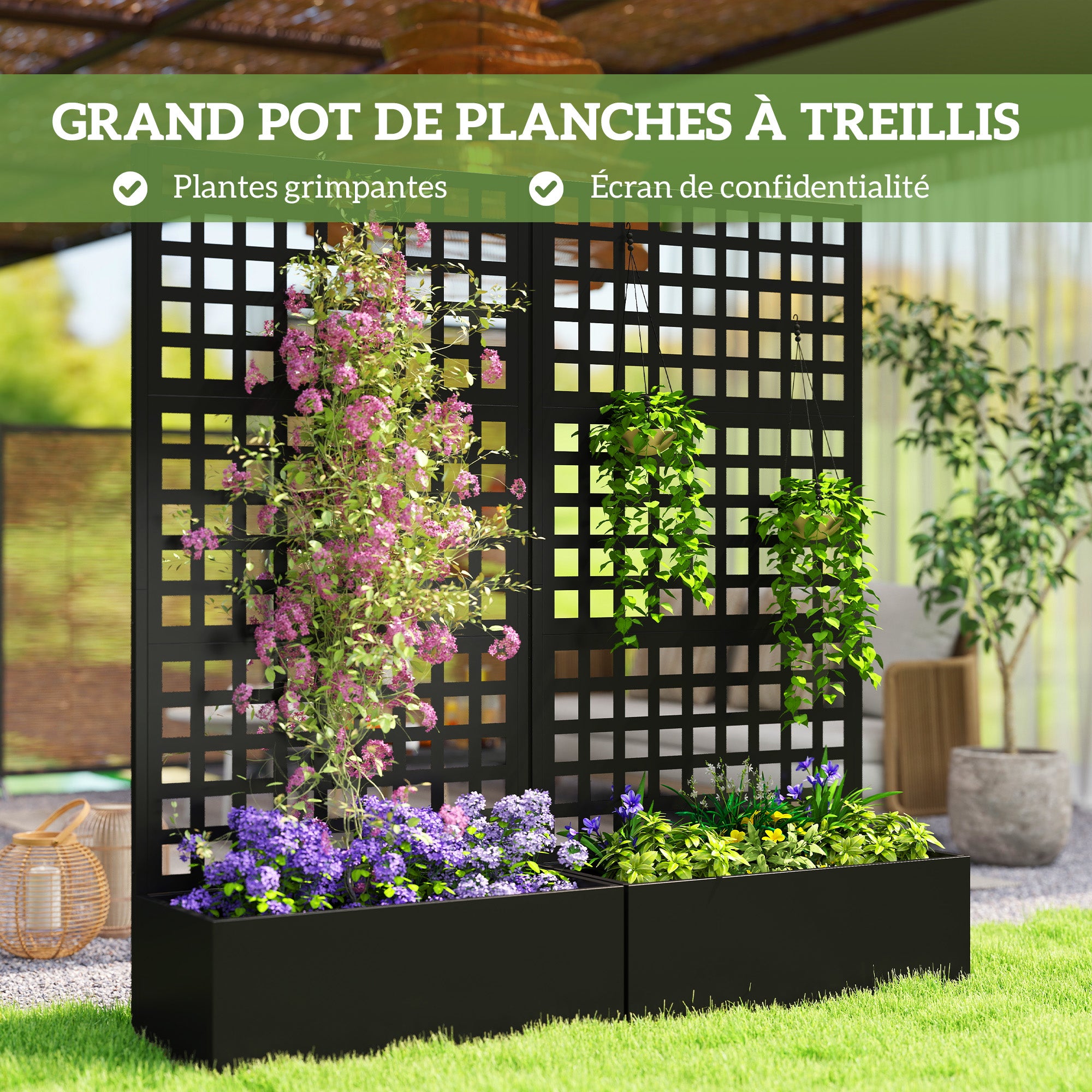 Jardinière avec treillis Acier galvanisée Outsunny - 5