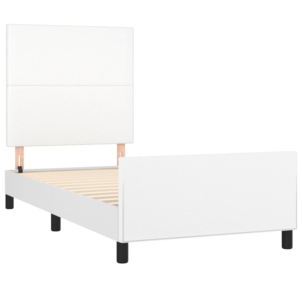 Cadre de lit sans matelas, similicuir blanc, pour la chambre, 90 × 190 cm - 4