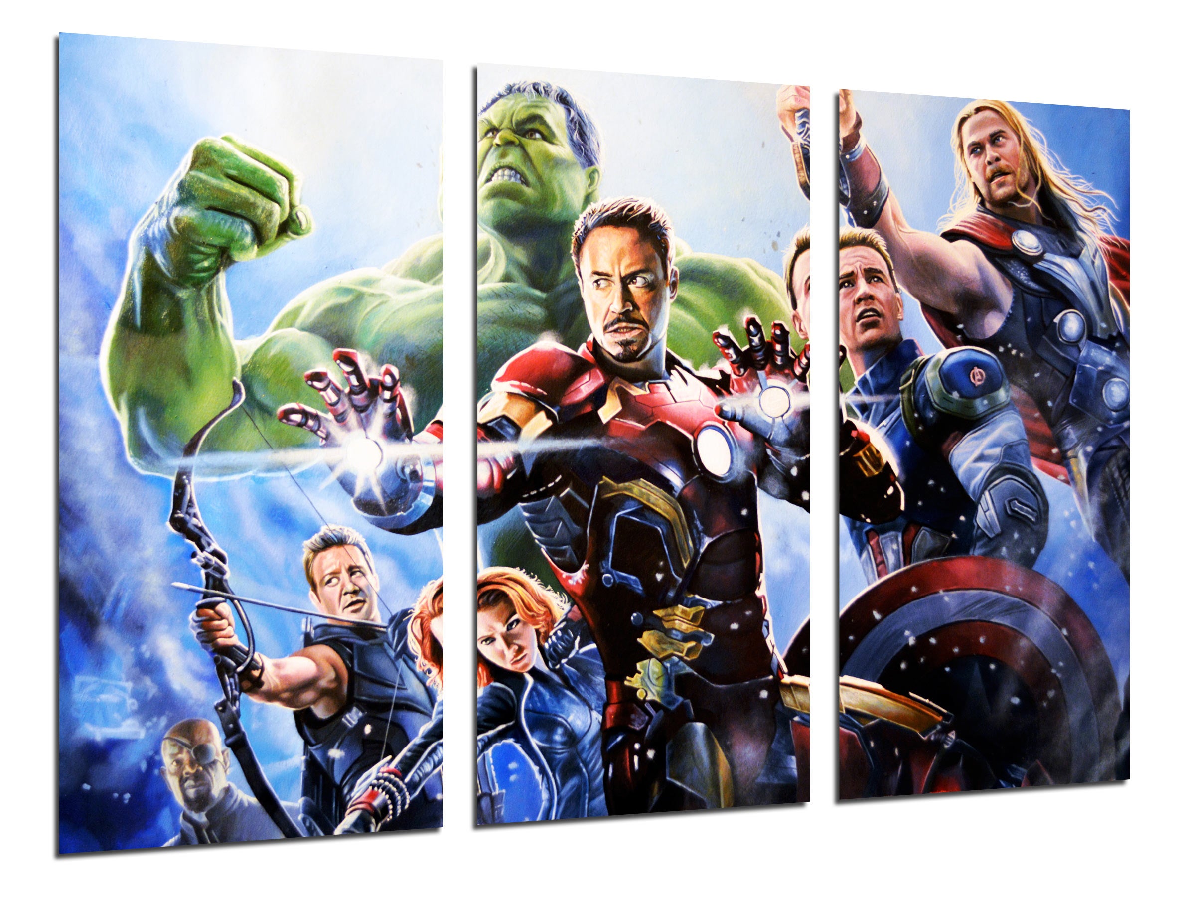 Set cuadros peliculas superheroes, los vengadores año de ultron, avengers age of ultron, impresión digital sobre madera