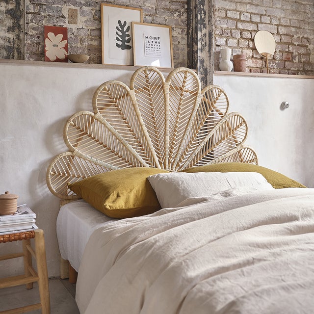 Tête de lit en rotin naturel et noir 160 cm Navahino | Maisons du Monde