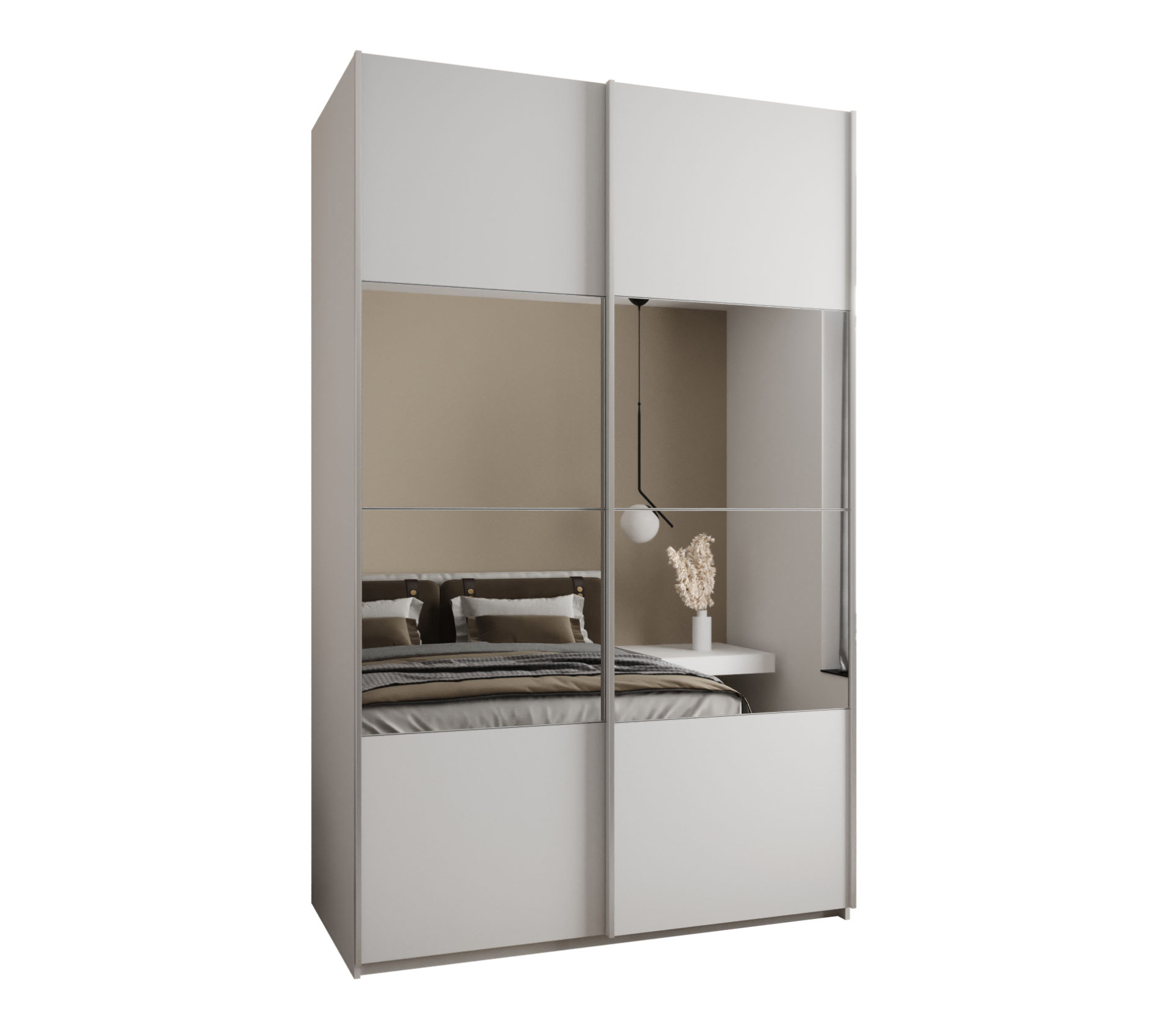 Szafa przesuwna wysoka Lux 4 150 x 64 x 245,5 cm biały + biały + u. srebrny - Abiks Meble