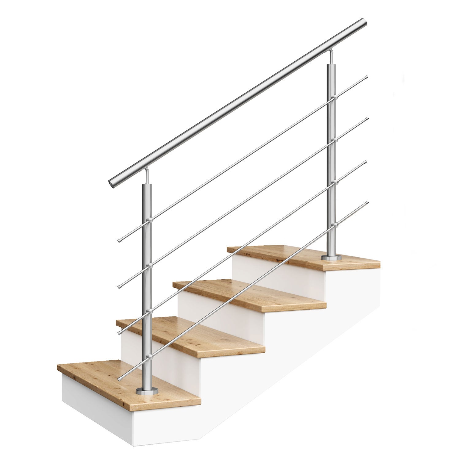 Balustrada schodowa - długość 150 cm, barierka AVIS, 4 x fi12 mm, stal nierdzewna, szlifowana