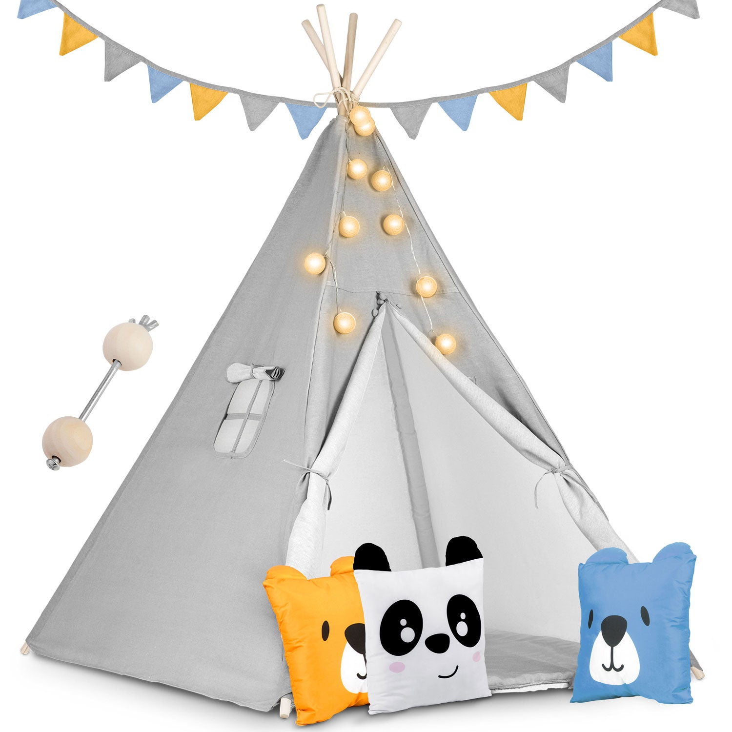 Tipi namiot wigwam dla dzieci TEEPEE girlanda poduszki stabilizator Nukido