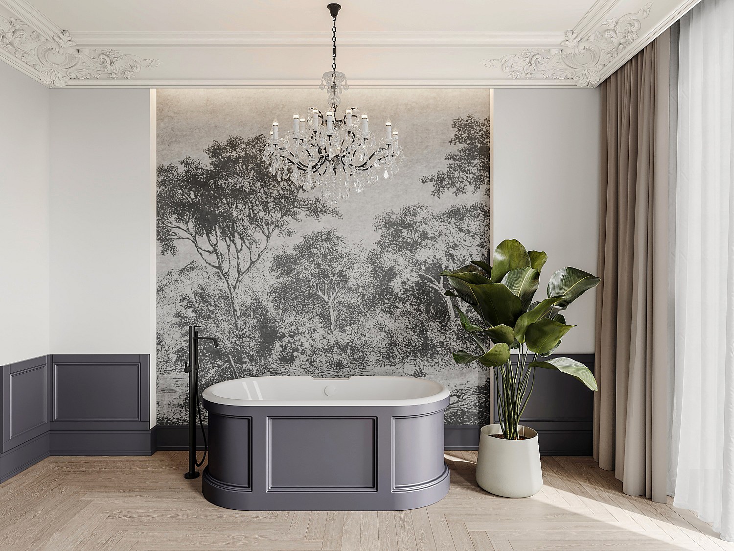 Wanna wolnostojąca w stylu rustykalnym - Szary mat - 161 l - 152 x 74 x 60 cm - CAVASO