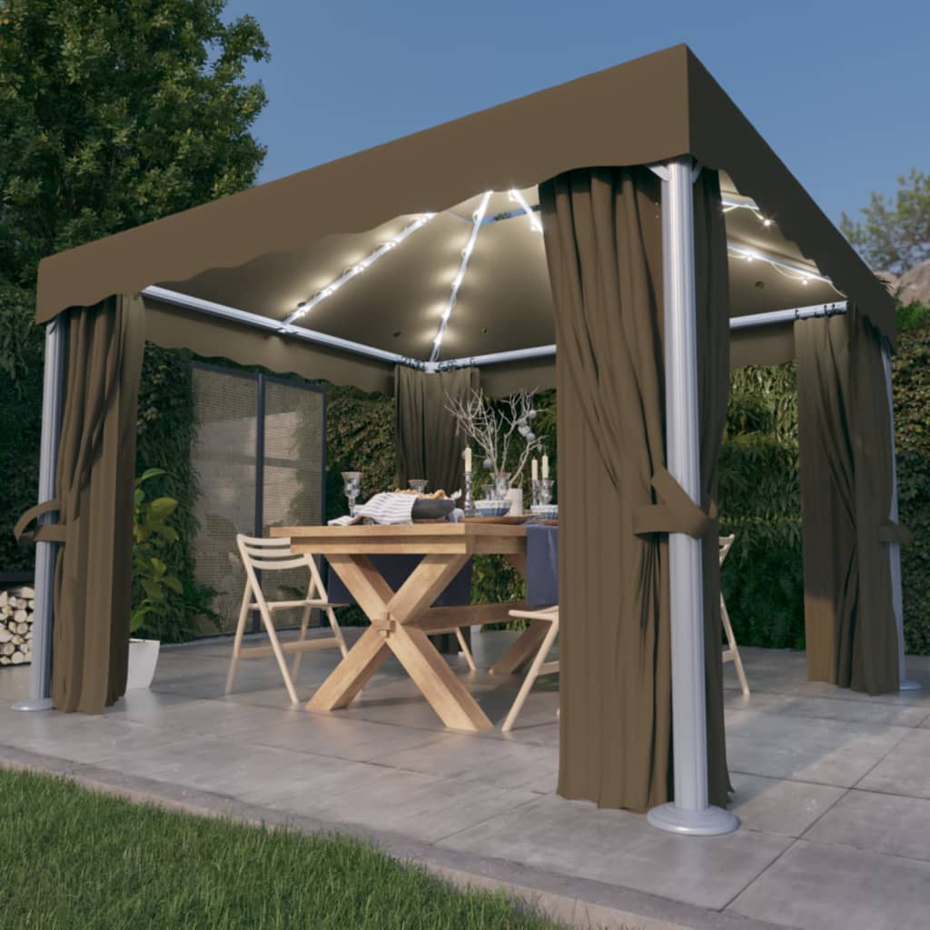 Gazebo Con Tenda E Ghirlanda Luminosa A Led X M Tortora Leroy Merlin