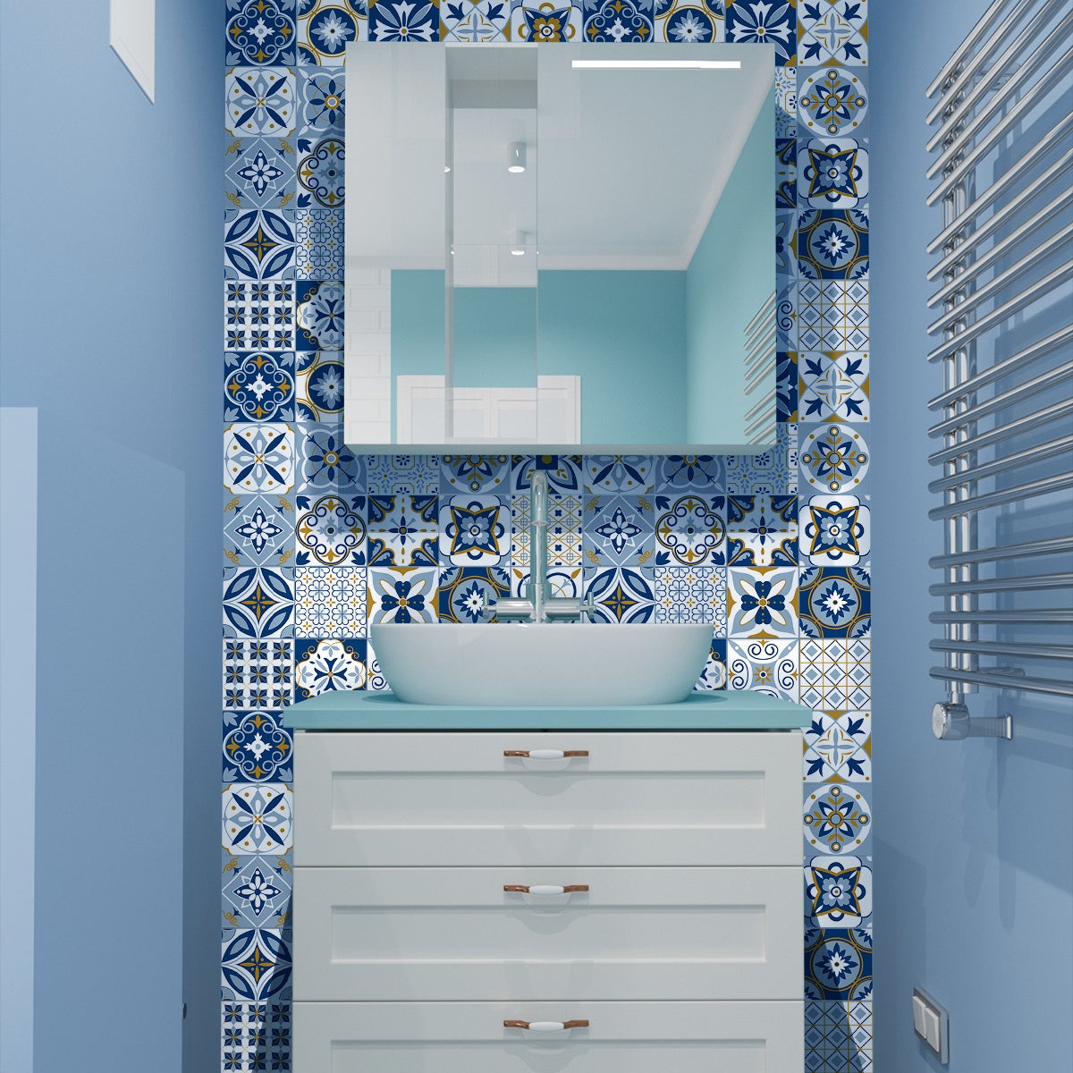 24 adesivi piastrelle di cemento azulejos lurdes - Sticker adesivo - adesivi murali - 24stickers20x20cm - 5