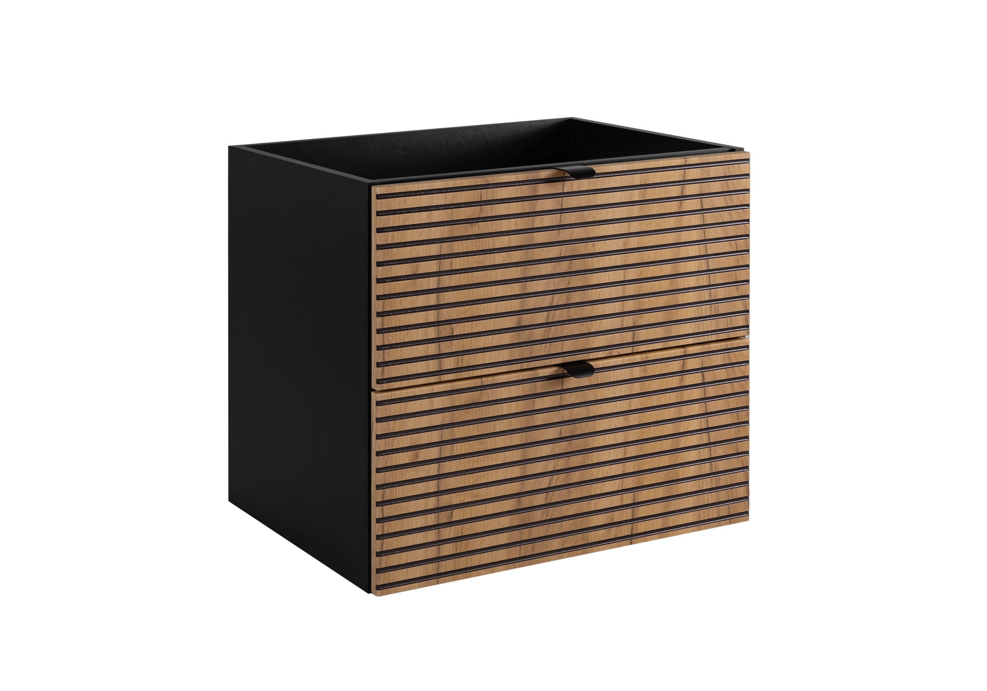 Szafka łazienkowa AURA 60 cm czarna dąb craft złoty frezowane fronty