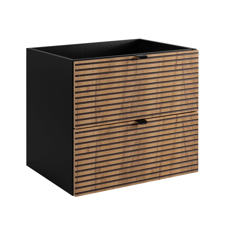 Szafka łazienkowa AURA 60 cm czarna dąb craft złoty frezowane fronty