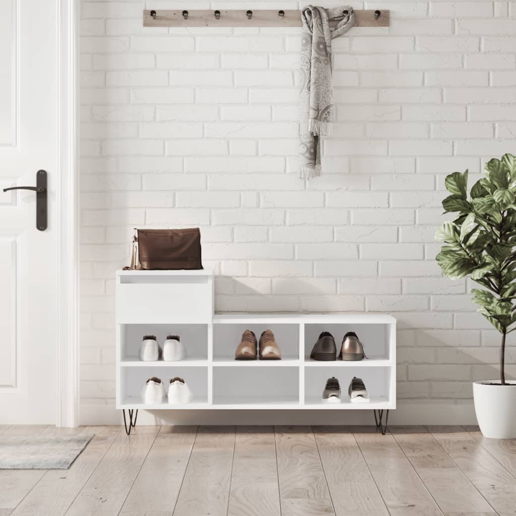 VidaXL Scarpiera Bianco Lucido 102x36x60 cm in Legno Multistrato | Leroy Merlin