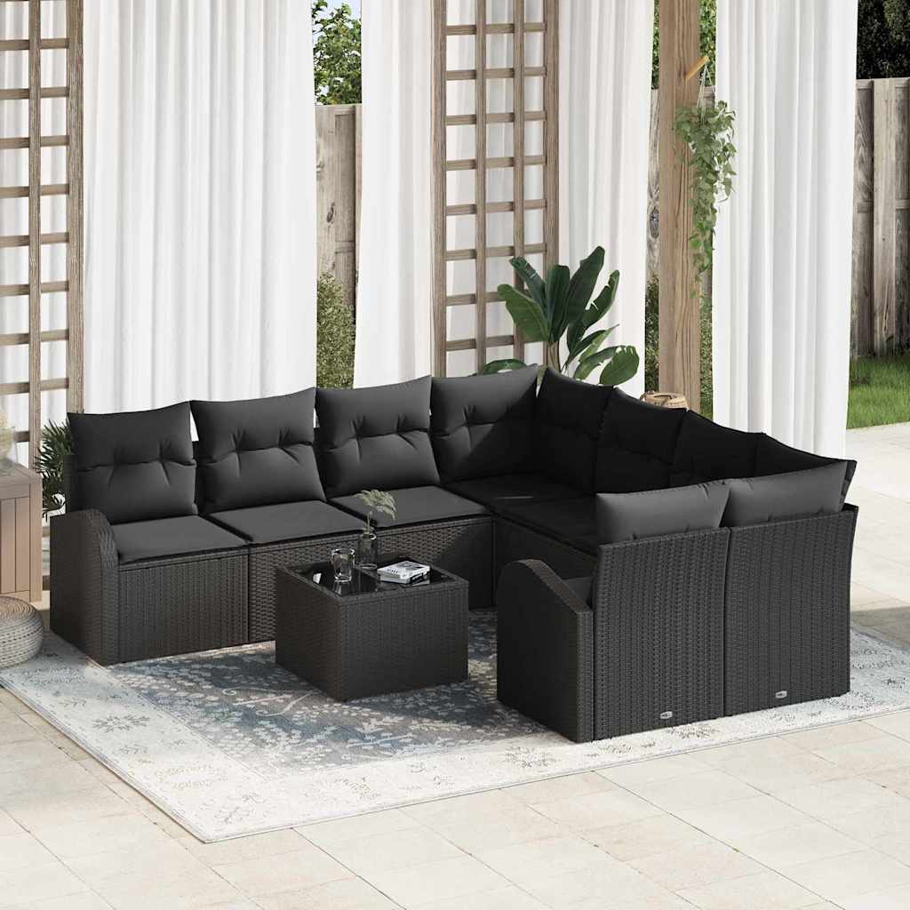 Zestaw Sof na Ogród Czarny 55 x 55 x 37 cm polirattan vidaXL