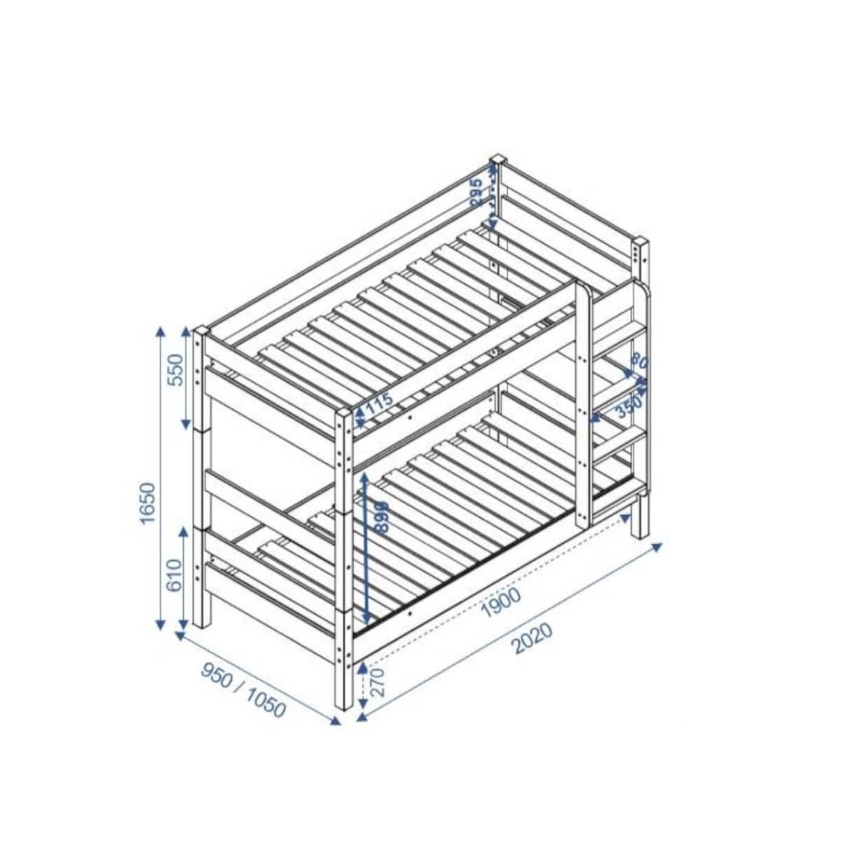 Pack lit superposé séparable avec 2 matelas Aaron Miel 90x190 cm - 2