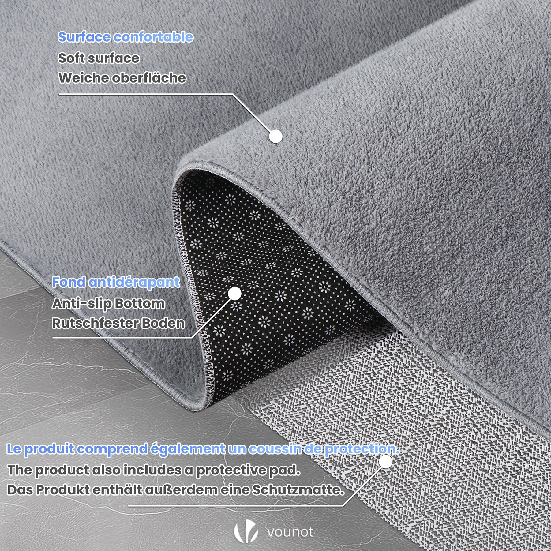 VOUNOT® Alfombra Moderna para Salón 200x300 cm, Gris - 3