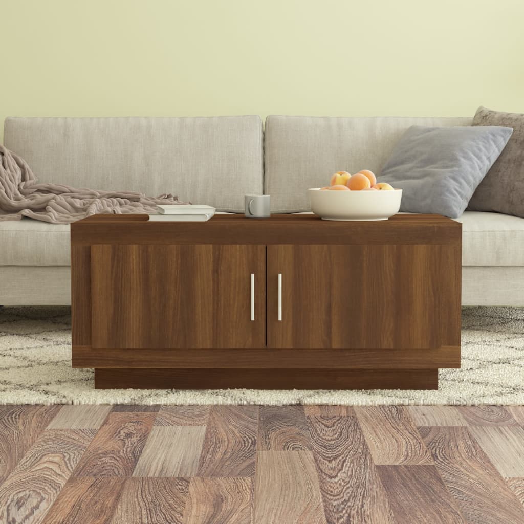 Stolik kawowy, brązowy dąb 102x50x45 cm materiał drewnopochodny