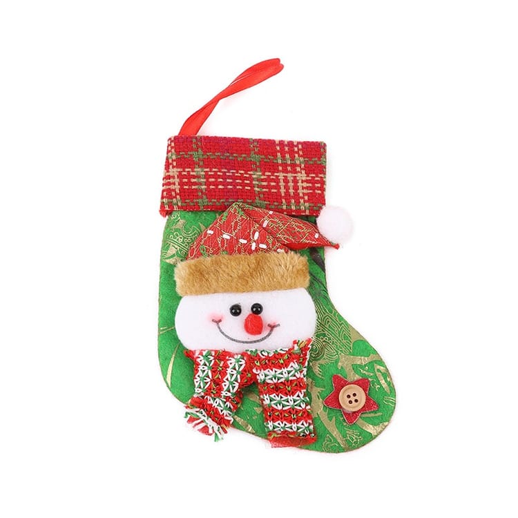 Ozdoby choinkowe w formie skarpety - Świąteczne skarpety w kształcie staruszka - Zielone ozdoby choinkowe - Wysokość 14,3 cm, Szerokość 11,5 cm - 3