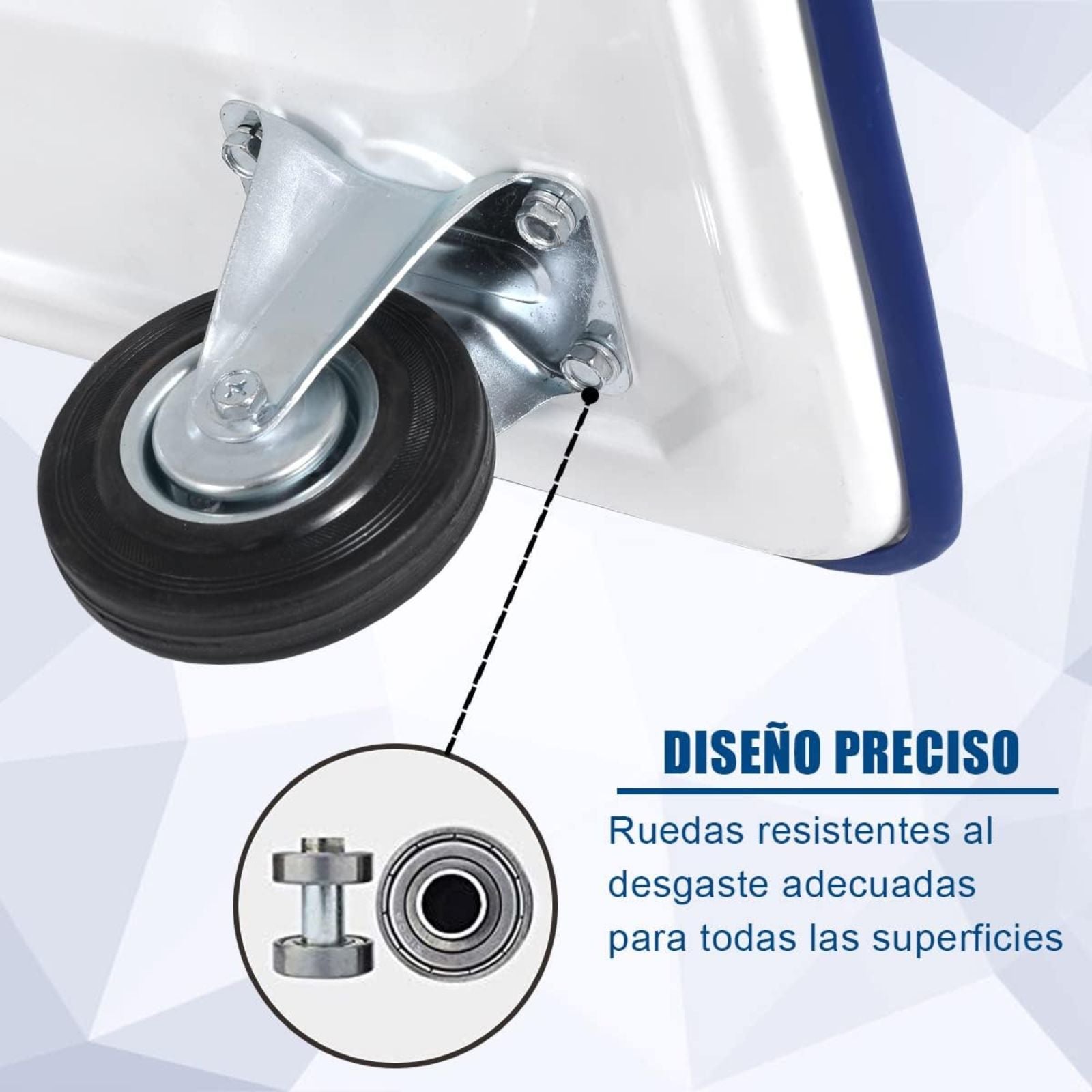 Carrinho Plataforma Dobrável DASCK – 150 kg – Aço Reforçado – Compacto e Robusto – Azul/Branco - 4