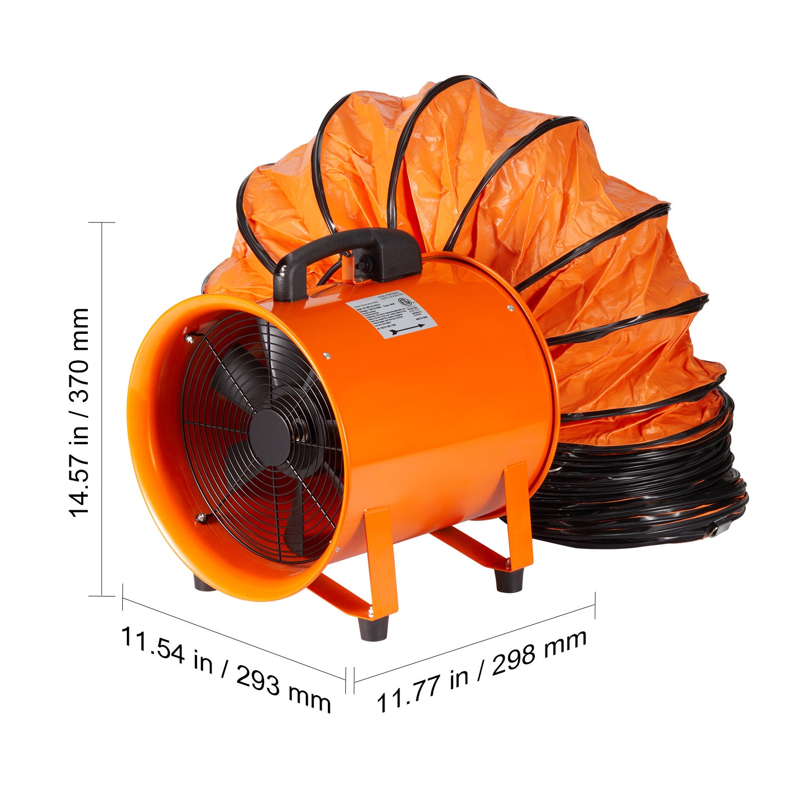 Ventilateur portatif 254mm, robuste avec tuyau 10 m, soufflerie 255 W 1720 CFM, extraction de poussière et fumée, ventilateur industriel SucceBuy - 2
