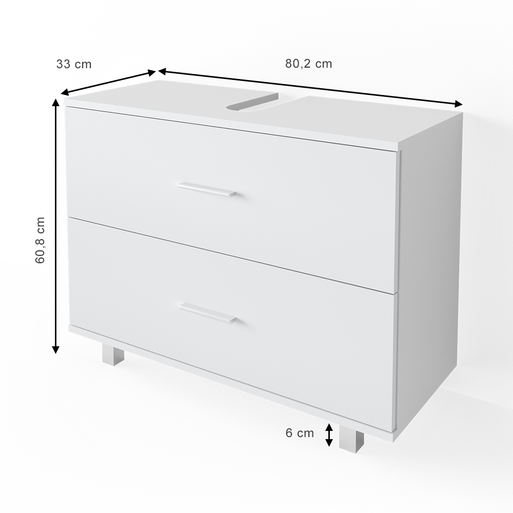 Vicco Mobile sottolavabo per bagno Ilias, Bianco, 80 x 60.8 cm - 3