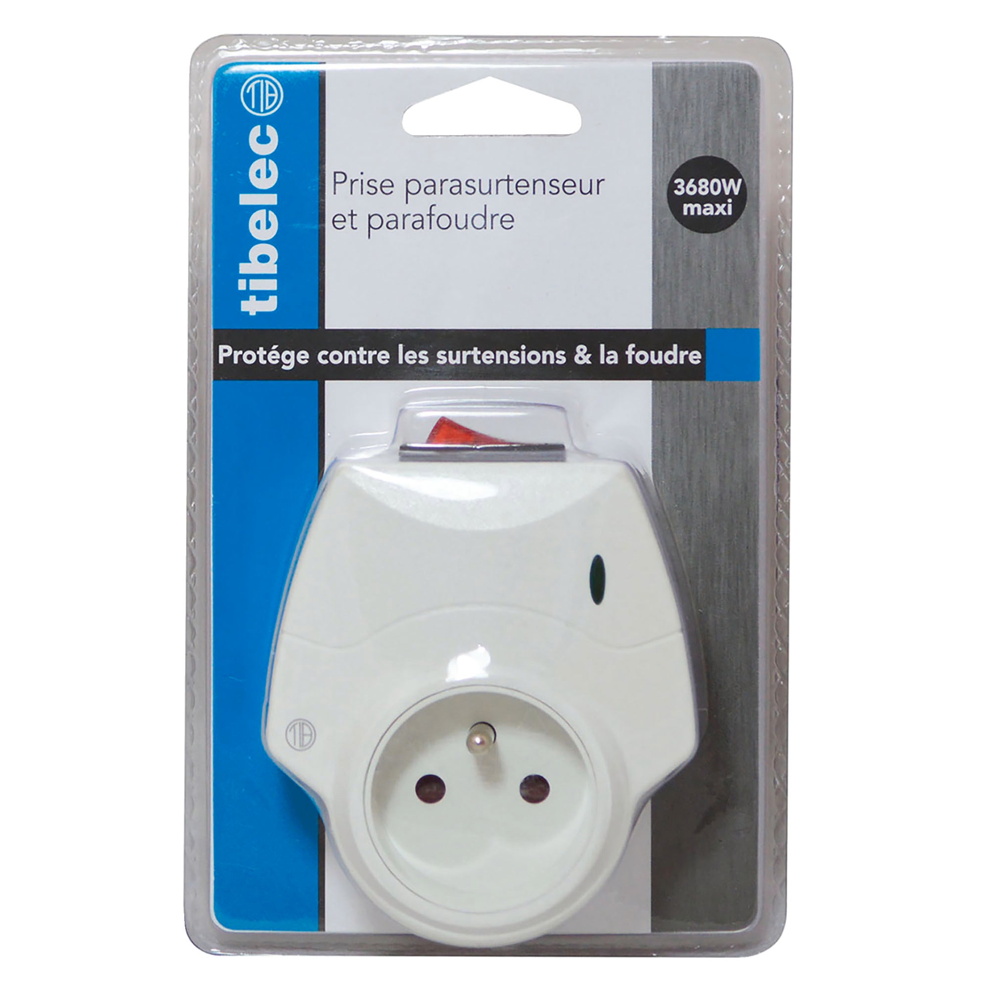 Prise parasurtenseur et parafoudre, voyant de fonctionnement, 16A, 3680W max - Tibelec - 4