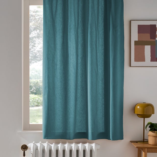 Rideau radiateur oeillets pur coton, Scenario - Vert canard - 180 x 135 cm