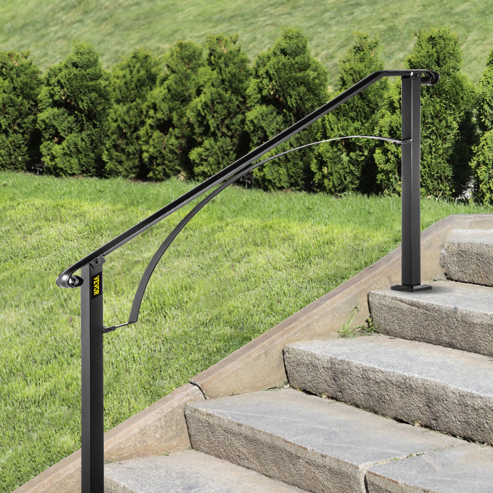 Rampe D’escalier Arche en Fer Forgé VEVOR 4-5 Marches Hauteur Flexible Garde-corps pour Escalier Main Courante pour Jardin Extérieur et Intérieur - 8