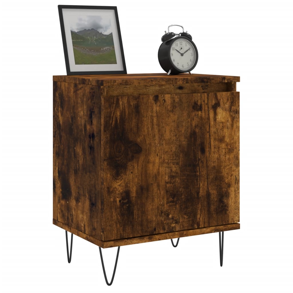 Table de chevet chêne fumé 40x30x50 cm bois d'ingénierie - 2