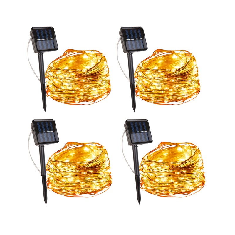 4szt 10m 100LED girlandy solarne 8 trybów zewnętrzne choinki imprezowe oświetlenie ogrodowe wodoodporne - ciepłe białe światło