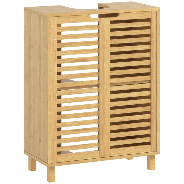 Mueble Bajo Lavabo HOMCOM Bambú Madera Natural 60x30x80 cm 834-893V00ND