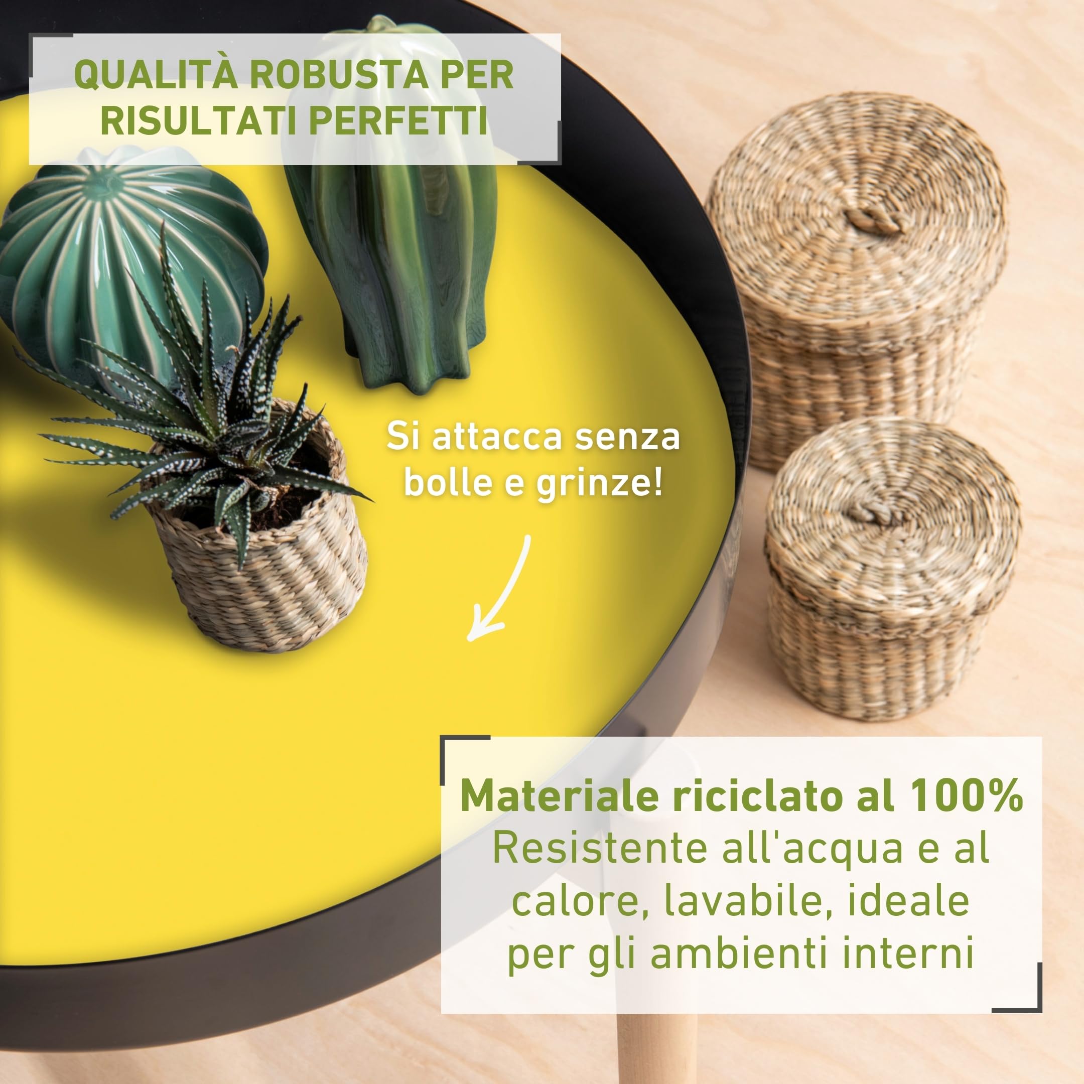 Venilia Pellicola adesiva Greenline, Giallo chiaro Giallo, 67,5cm x 2m, Spessore 95μ, Pellicola autoadesiva per mobili o cucina, carta da parati, PVC - 3