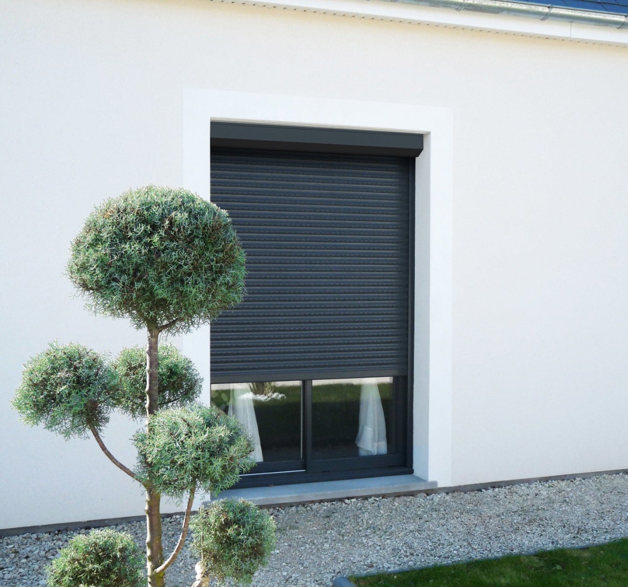 Volet roulant électrique alu. isolé motorisé filaire - Recoupable - H.220 x l.150 cm - Anthracite - 2