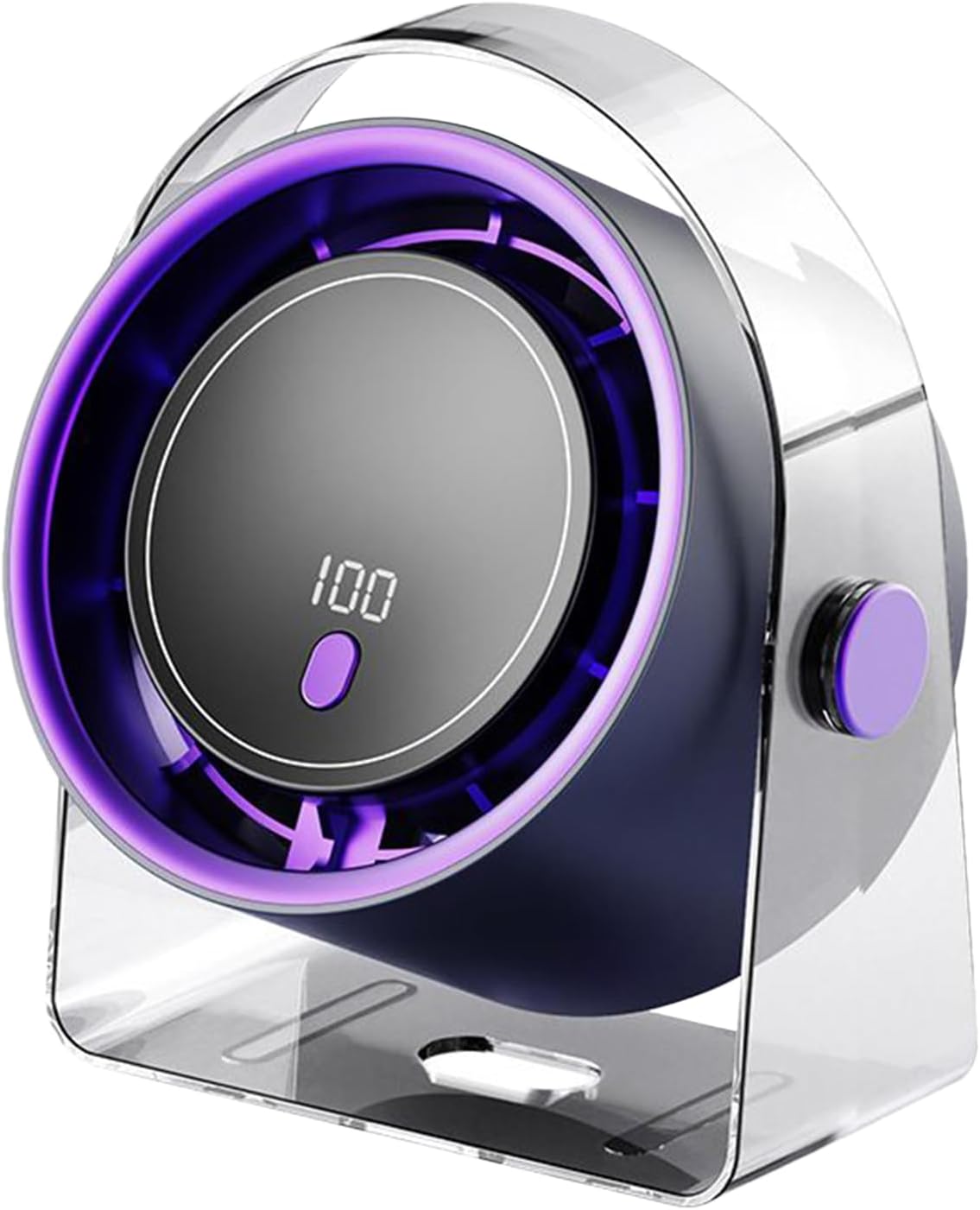 5,31 x 3,74 x 6,69 cala Bezłopatkowy akumulatorowy wentylator biurkowy do podróży, domu i na zewnątrz, fioletowy