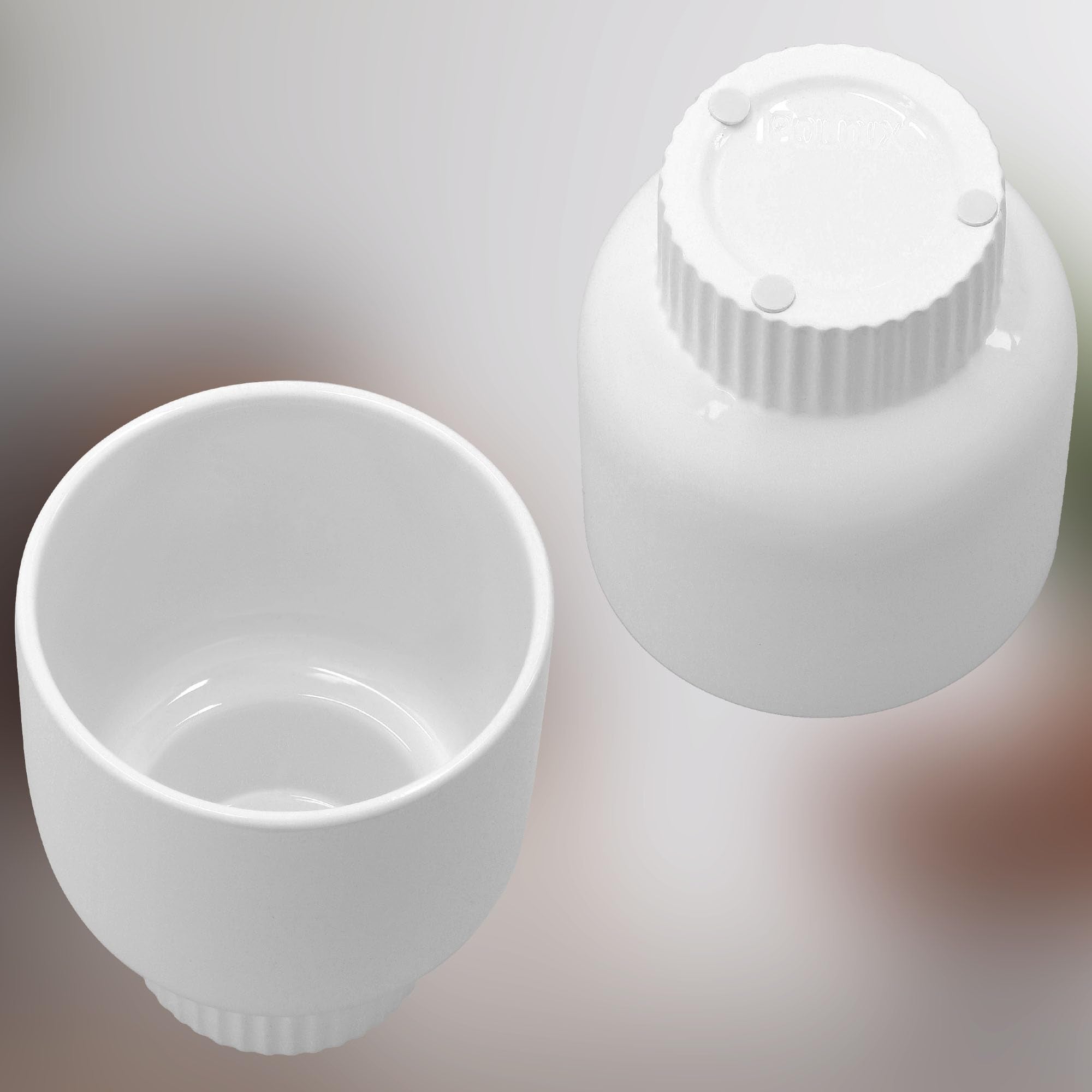 2x biała donica osłonka 12cm doniczka ceramiczna szkliwiona kwiaty rośliny - KOTARBAU - 6