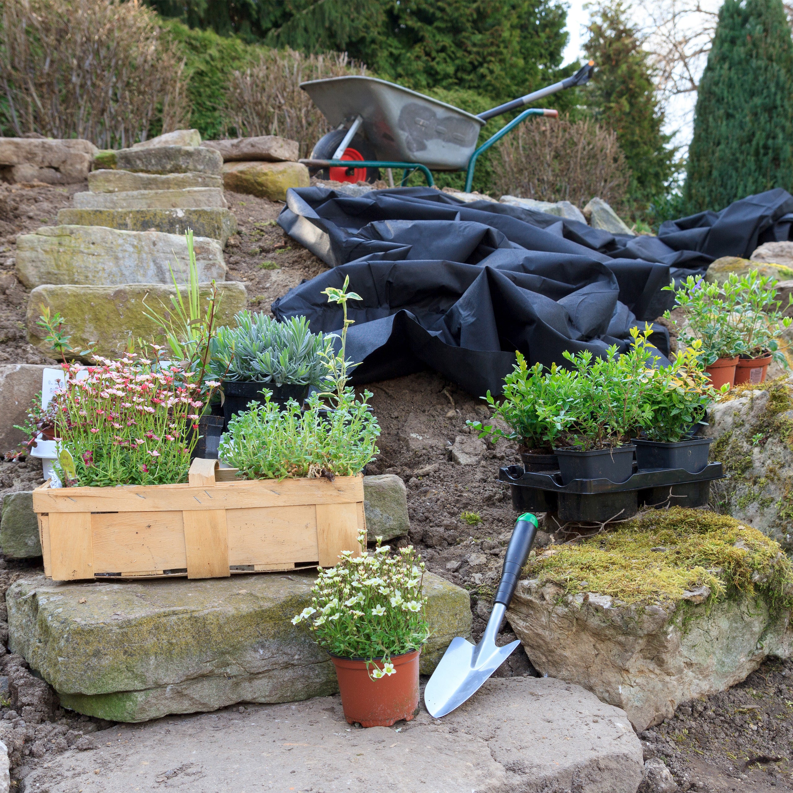 6x Toile anti-mauvaise herbe 5 m bâche tissée racines toile 50g/m² film paillage, Résiste rayons UV, antidéchirure, noir - 5