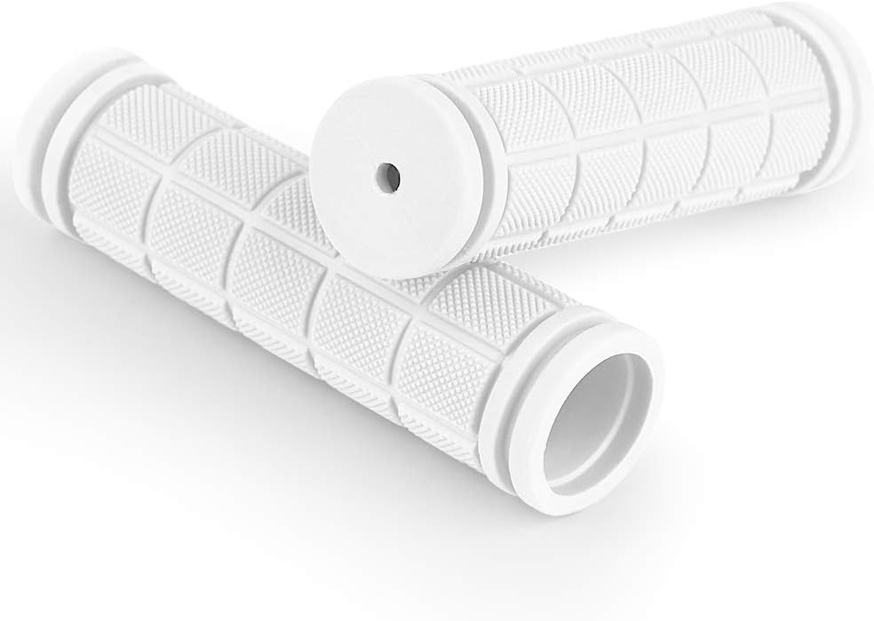 Ergonomiczne chwyty rowerowe z miękkiej, antypoślizgowej gumy, białe