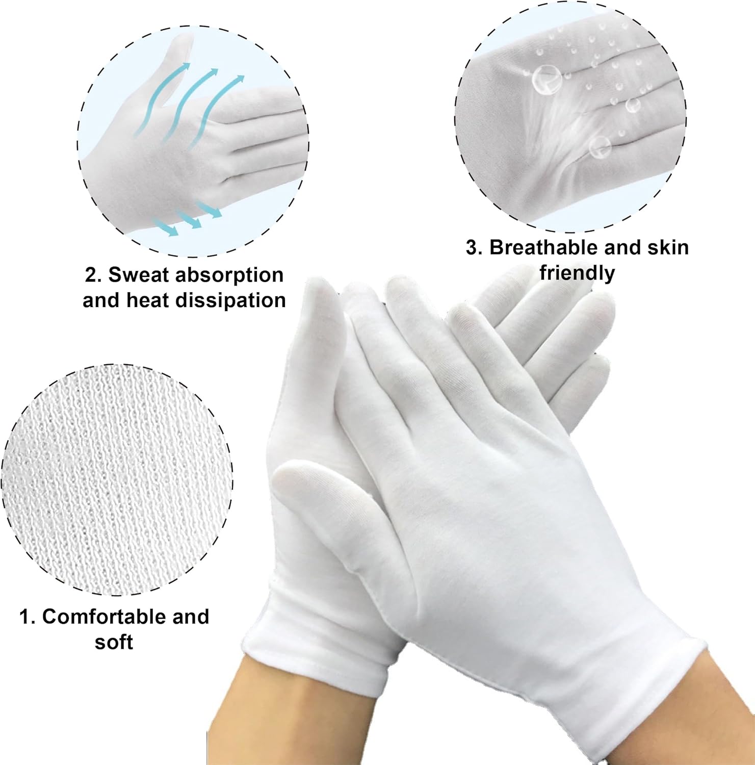 12 paires de gants blancs en coton - coton doux au toucher - gants en tissu blanc - Gants de service - Gants - XL - 2