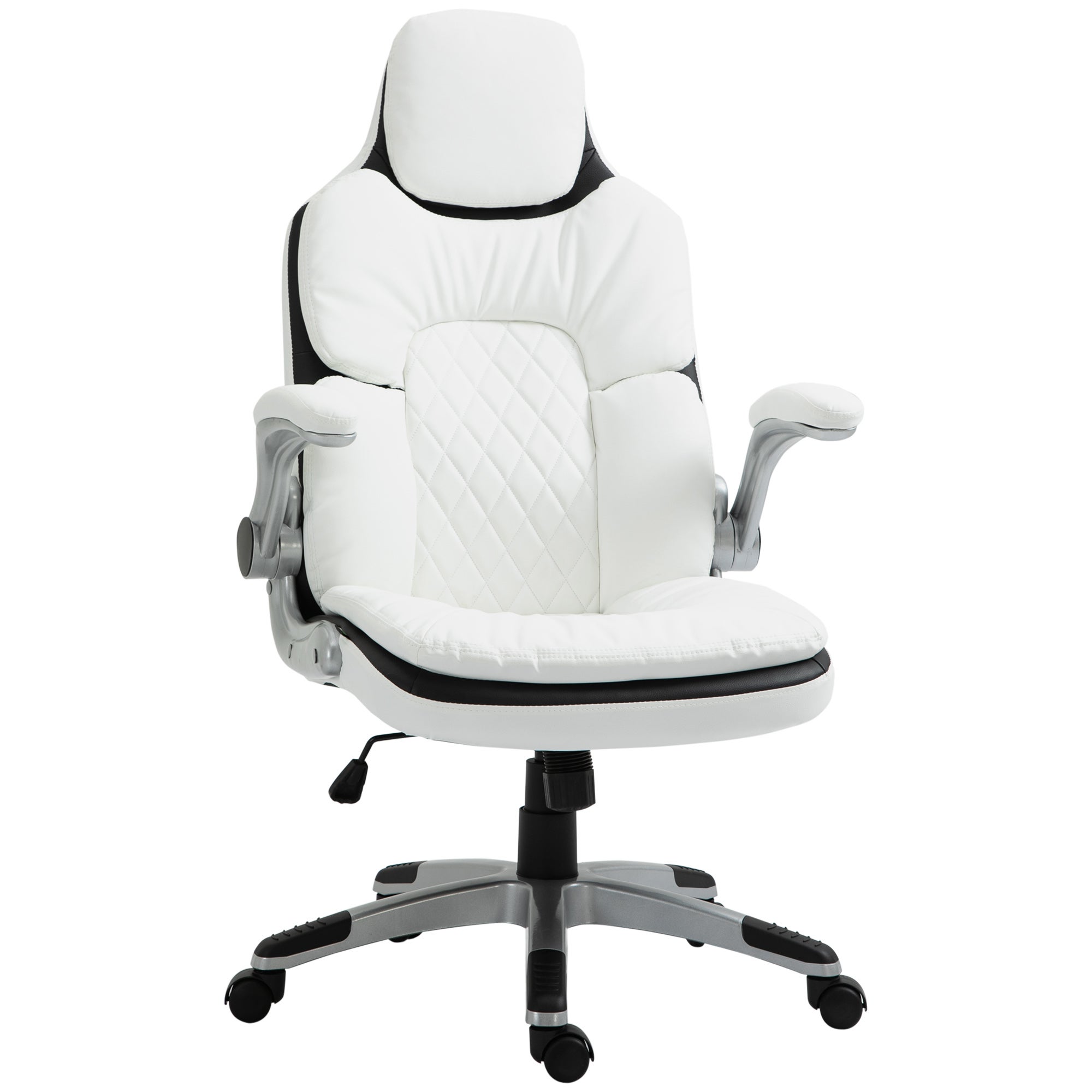 Chaise De Bureau Ergonomique à Dossier Haut - Accoudoirs Rabattables - Basculante 110° - Gris - Réglage Hauteur