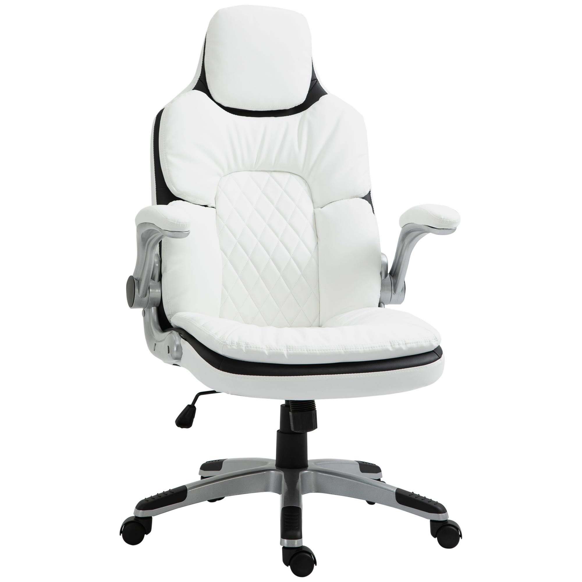 Chaise De Bureau Ergonomique à Dossier Haut - Accoudoirs Rabattables - Basculante 110° - Gris - Réglage Hauteur