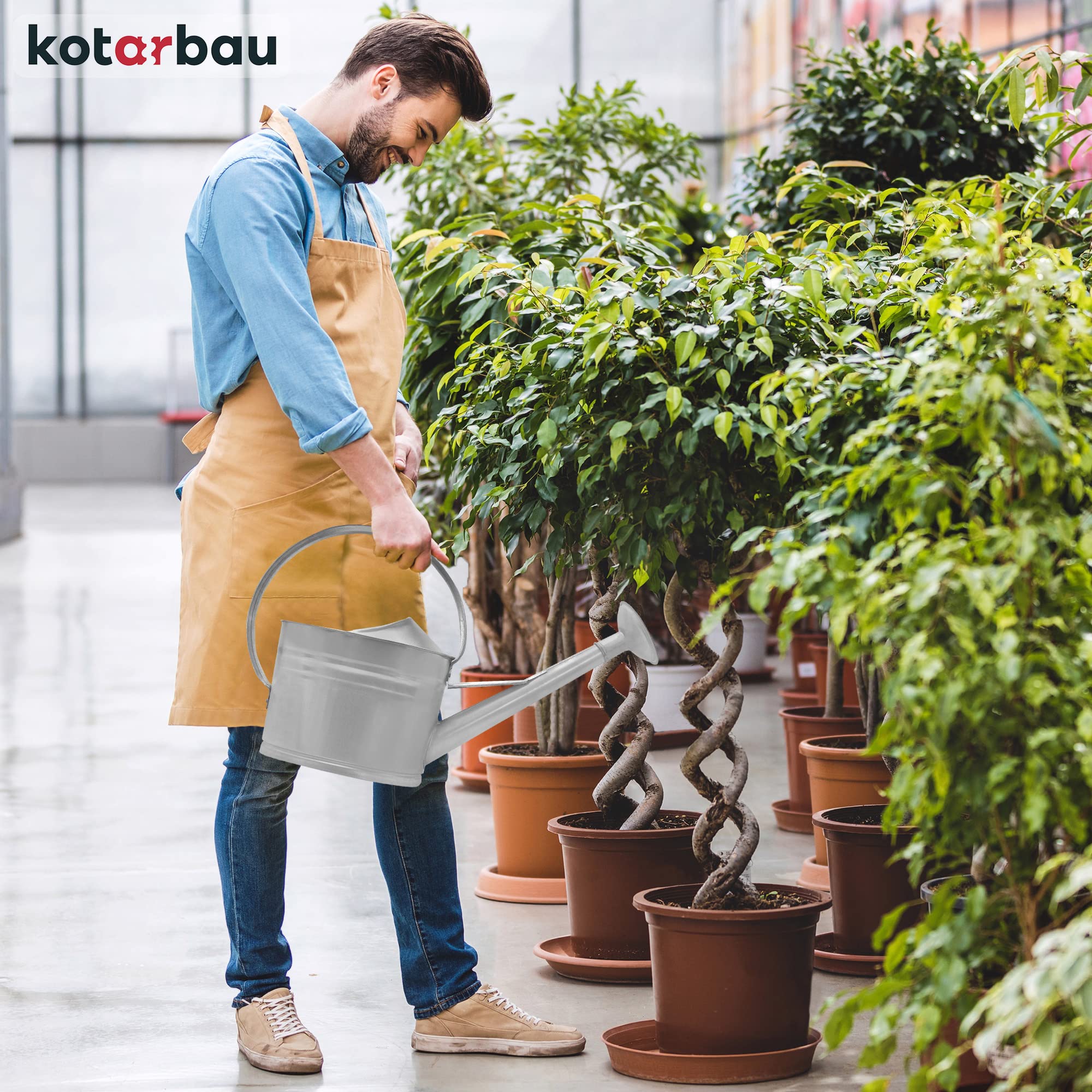 Arrosoir Plante Interieur - 10 L - Arrosoir Jardin - avec Pomme Amovible - Argenté - pour Terrasse - Balcon KOTARBAU - 7