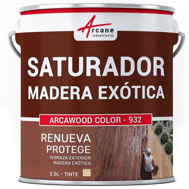 Saturador para madera exótica, Saturador para madera de exterior ARCAWOOD COLOR - 932 - 2,5 L (hasta 12,5 m²) Natural - Incoloro - ARCANE INDUSTRIES