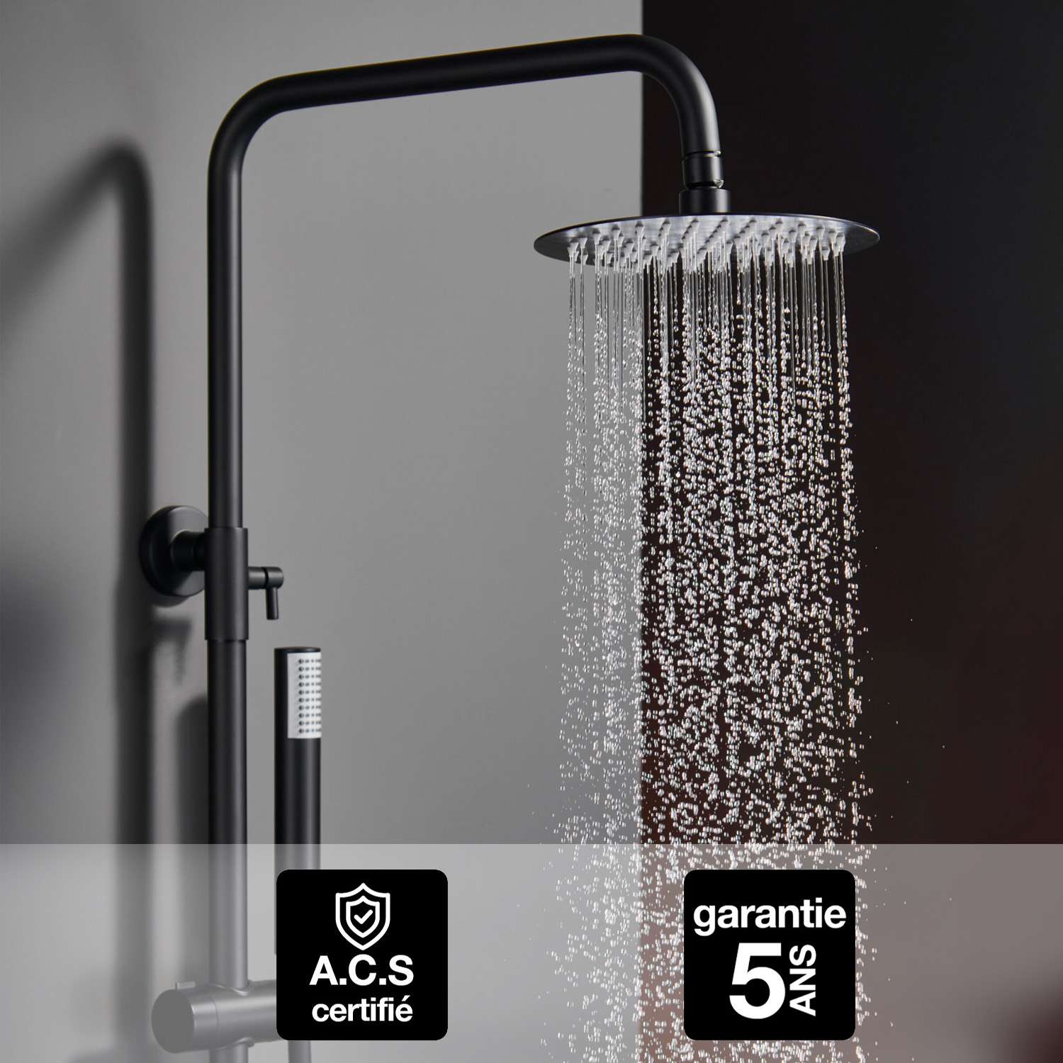 Colonne de Douche noir mat anti-calcaire - Design Moderne et