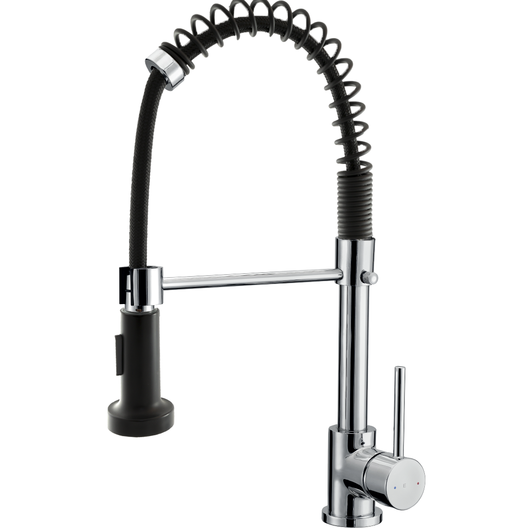 Plimo bateria zlewozmywakowa z ruchomą słuchawką prysznicową chromowana czarna