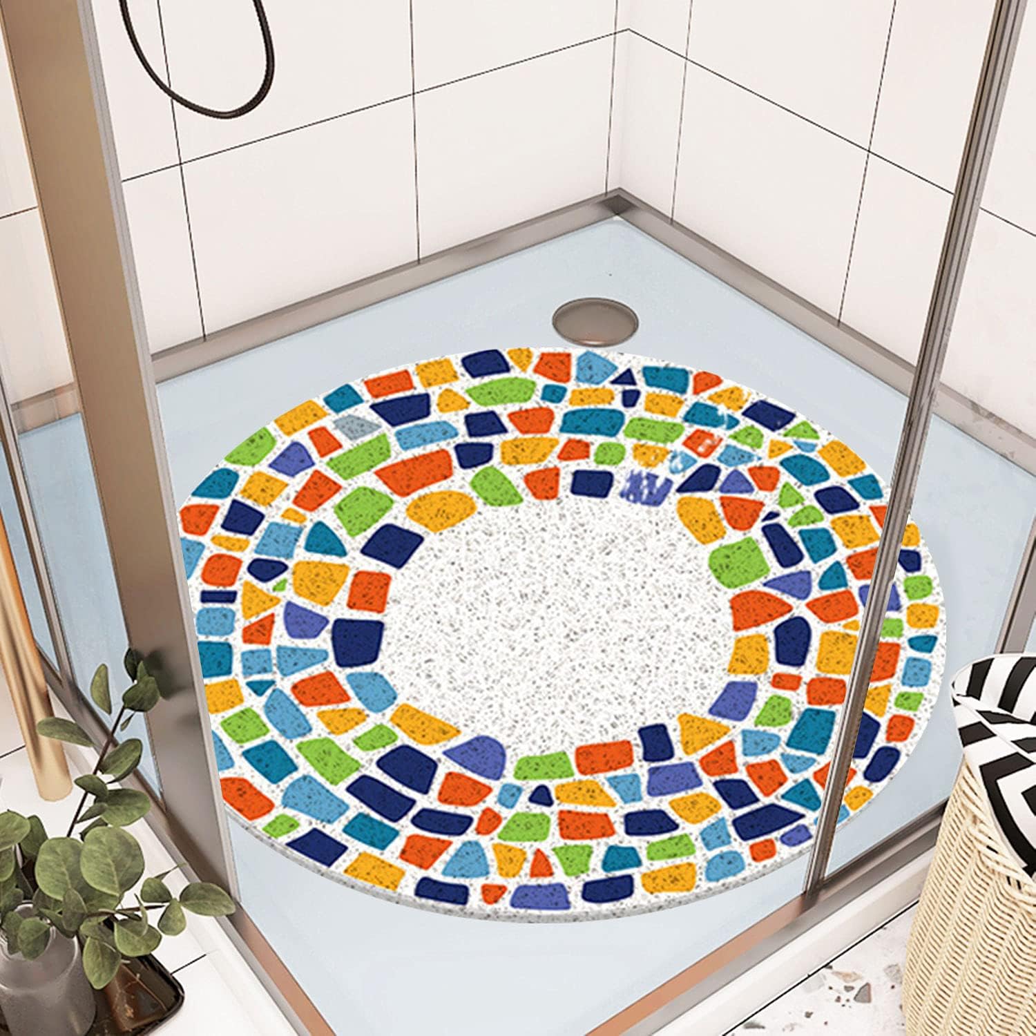 Antypoślizgowa mata pod prysznic 60x60cm – PVC Luffa, szybki drenaż, komfort i bezpieczeństwo w wilgotnych strefach