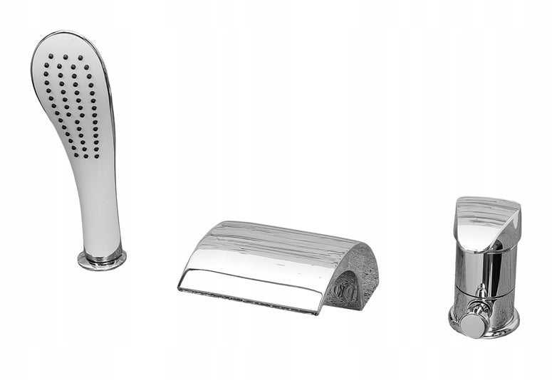 ZESTAW BATERIA NA/WANNOWA 3 OTWOROWA WODOSPAD KRAN DO WANNY Z PRYSZNICEM