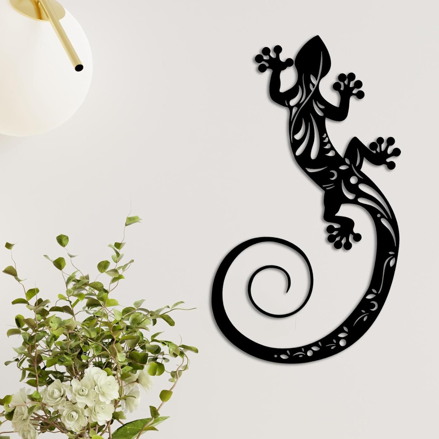 Métal Gecko Décoration Murale, Lézard En Métal Décoration Murale, Salamandre Murale Exterieur Sculpture, Decoration Murale Metal Lézard - 4