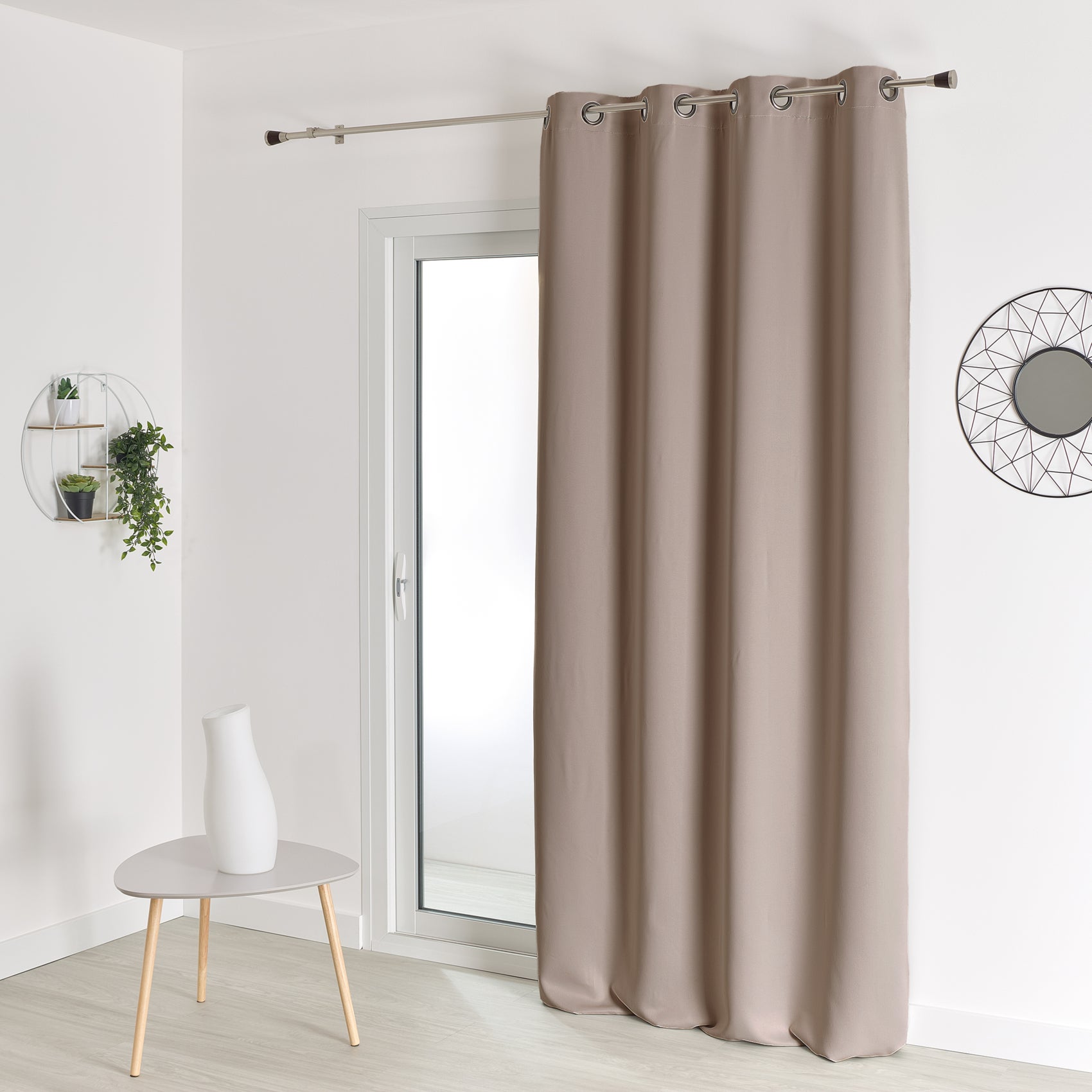 Rideau Occultant Flavy 140x250cm - Gris, Fuchsia & Marron - Qualité Exceptionnelle, Neuf Sous Emballage